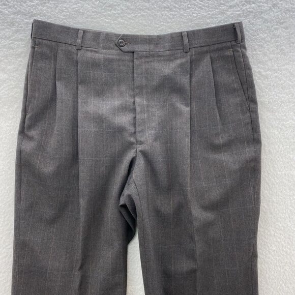 John Alexander Pants Men's 38x30 Gray Pleated Front Wool Preppy Corpcore USA - Picture 2 of 16